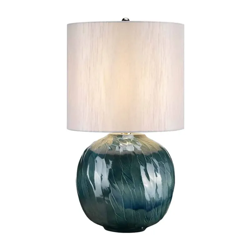 Bezpieczne zakupy Lampa stołowa ceramiczna niebieska z abażurem BLUE GLOBE/TL z serii BLUE GLOBE - Elstead Lighting